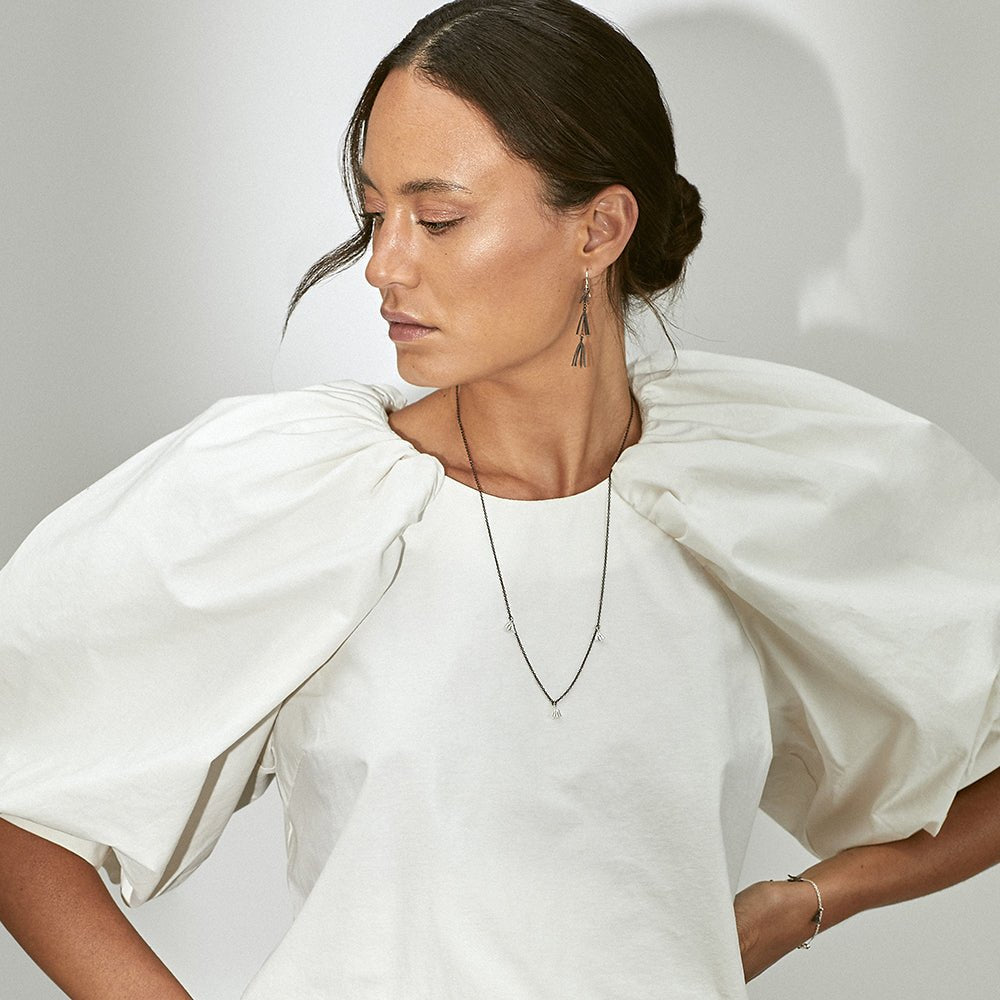 Sparks Trail Necklace - Black Oxidized Silver - Camillette