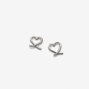 Crossed Heart Stud Earrings - Sterling Silver