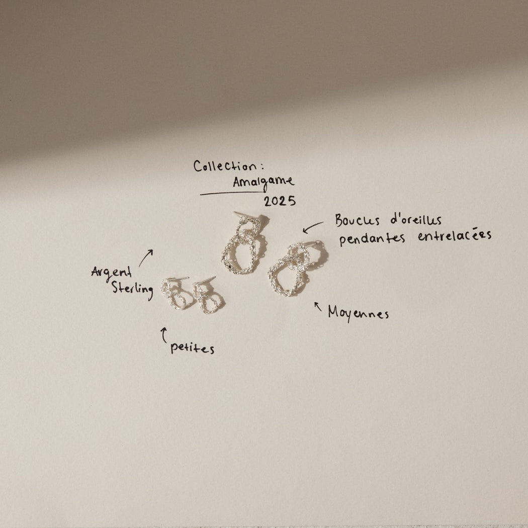 Boucles d'oreilles pendantes entrelacées - Argent sterling - Petit