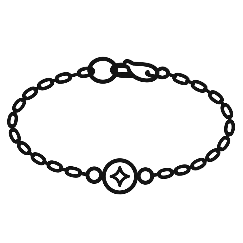 Black bracelet with a star-shaped clasp on a white background