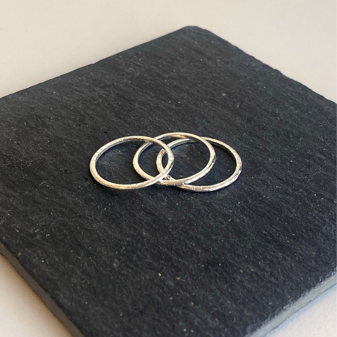 Sterling Silver 3 textured stacked rings 