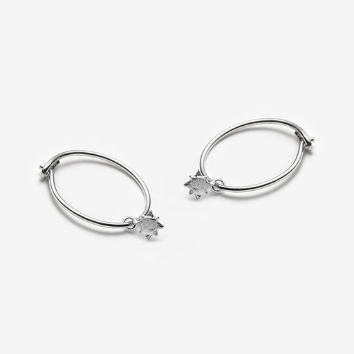 13mm Sun Charm Sleepers Hoops Earrings - Silver - Camillette