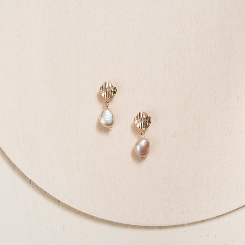 Classic Pearl Drop Earrings with 14k Gold Mounting by Camillette