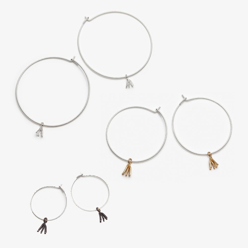 Firework Hoops Earrings - Sterling Silver - 50 mm, 30 mm or 20 mm - Camillette