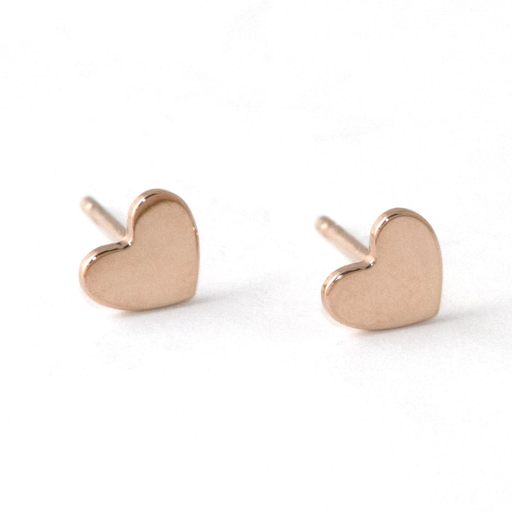 Heart Stud Earrings – 14k Rose Gold - Camillette