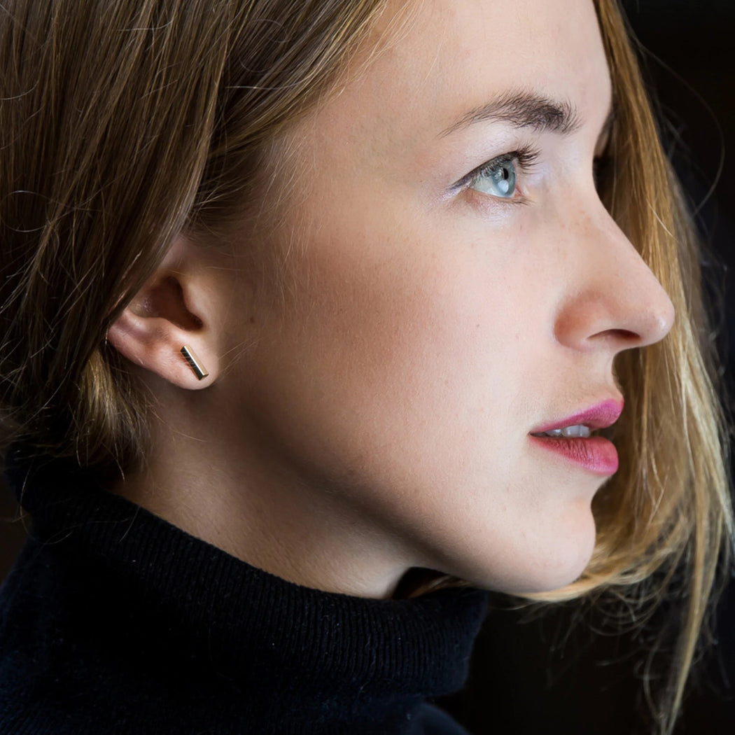 Line Stud Earrings – Brass or Silver - Camillette