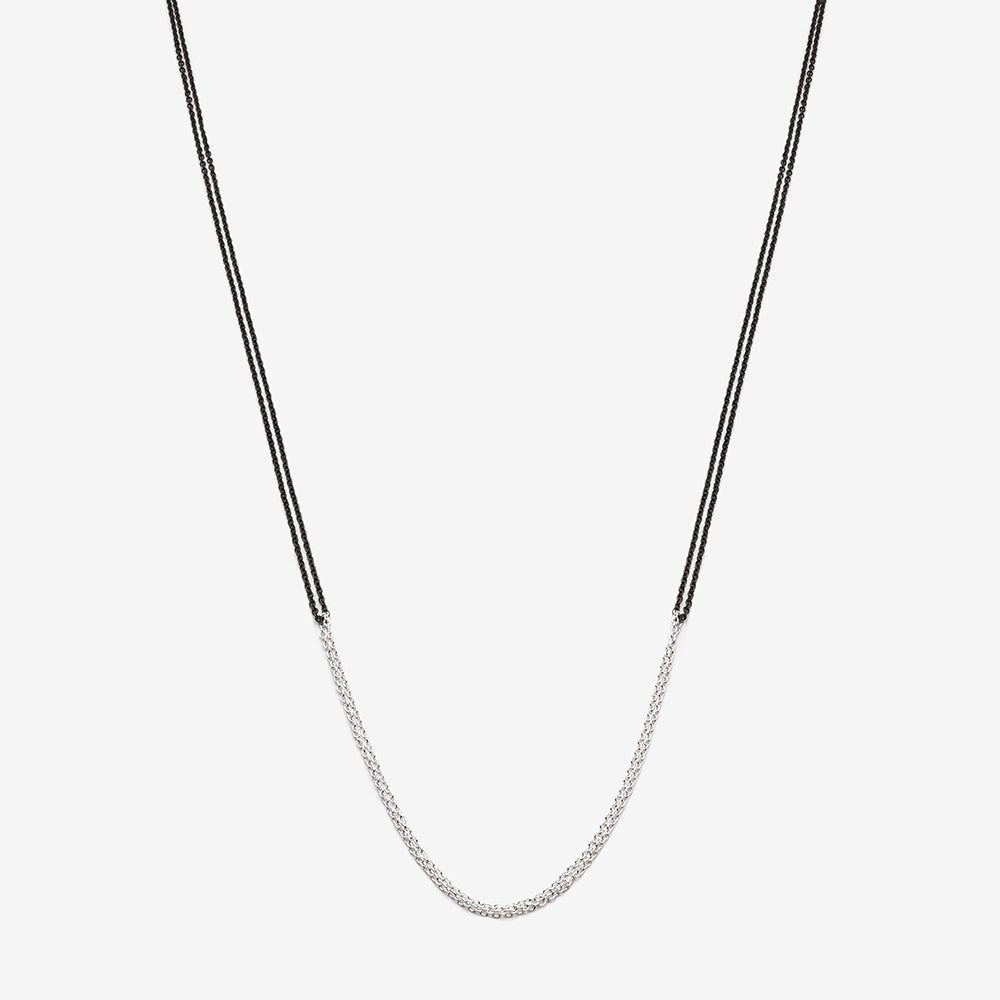 Long Loop Necklace - Black Oxidized Silver & Silver Sterling - 30" - Camillette