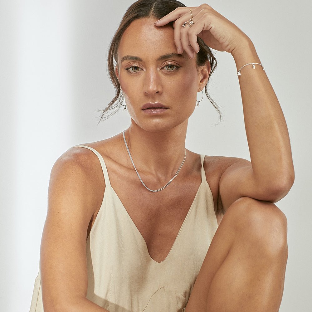 Loop Necklace All Gold - 10k White Gold & 10k Yellow Gold - 16" or 18" - Camillette