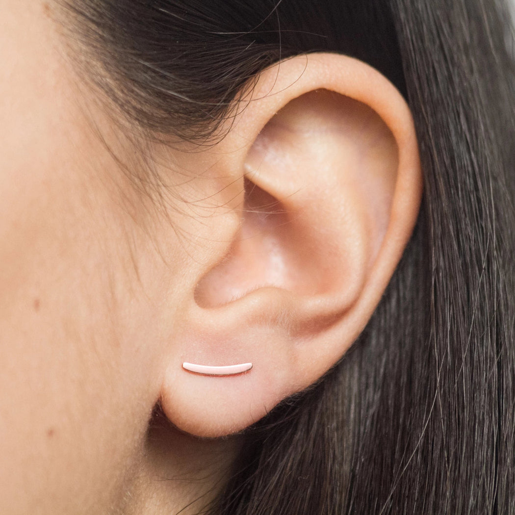 Mini Wave Stud Earrings – 14k Rose Gold - Camillette